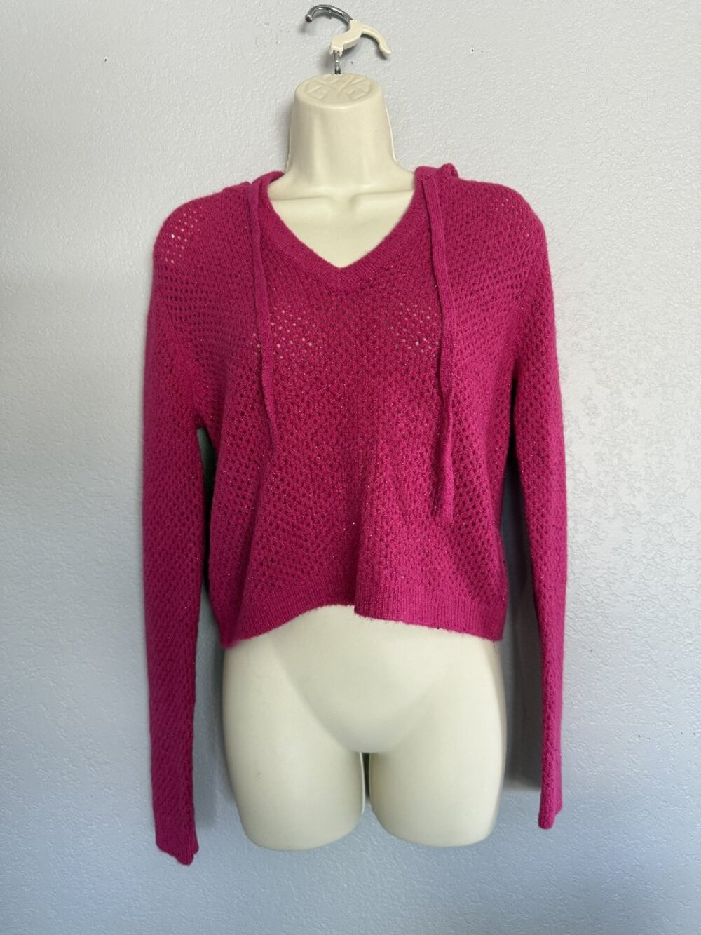 DKNY festive pink sweater with hoody women's size Small NWT